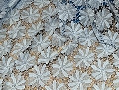 2.5 Yard Blue Cutout Embroidered Lace Fabric 50” Width