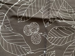2004 IKEA Maria Astrom Gray Brown White Leaves Upholster Fabric 2 Yards x 58″