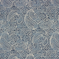 100% Cotton Paisley Blue, 2 Yard Precut Fabric Crisp Look Craft Project Needs