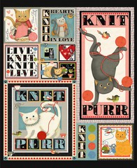 Knit 1 Purr 2 Ecru Tone on Tone 6 Inch Repeat Studio e BTY