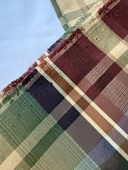 28″x59″ Tartan Plaid Upholstery Reversible tan green plum rust/black tan brown