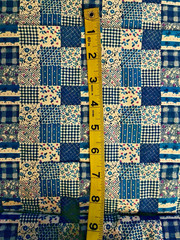 Shades of BLUE Calico Patchwork Country Postage Stamp Cheater Quilt BTFQ