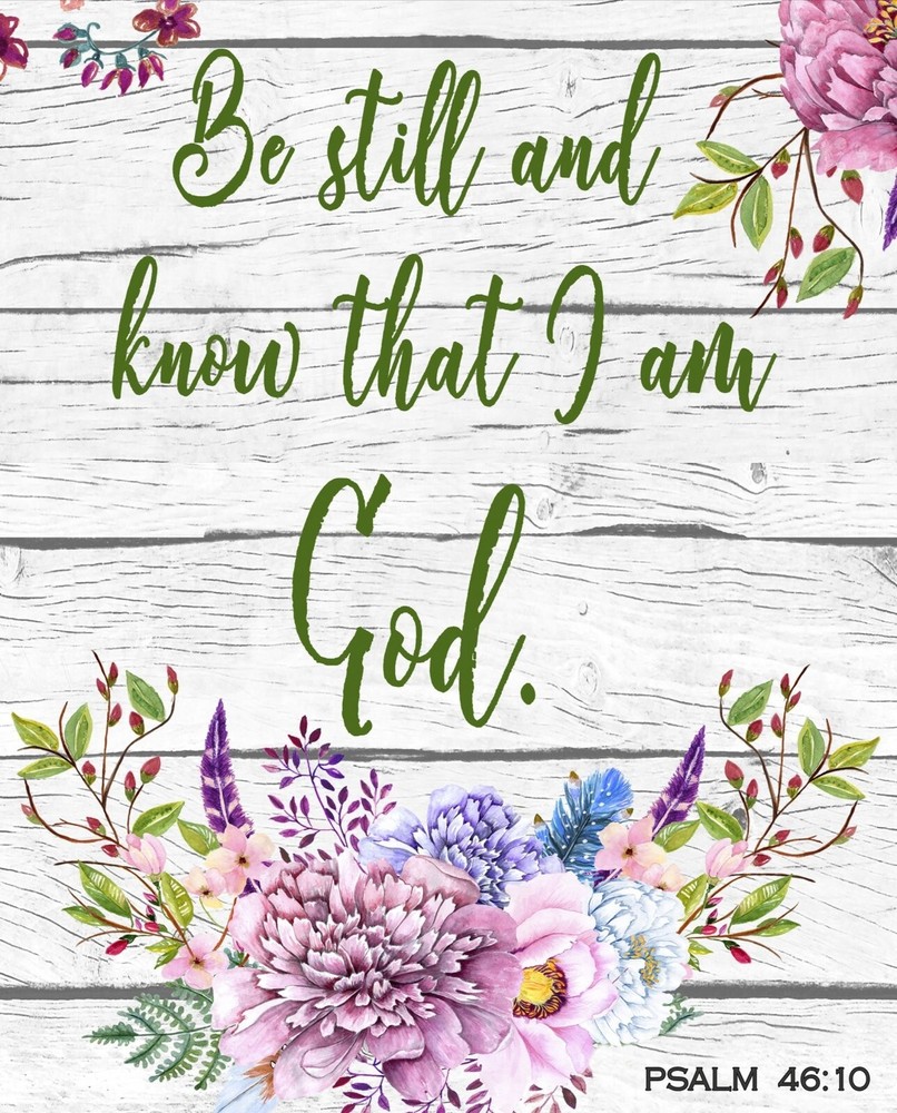 Be Still And Know That I Am God Floral Bible Verse Cotton Panel David Textiles