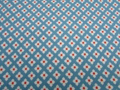 2013 DS Quilts Fabric Traditions Blue White Orange Floral Fabric 1/2 Yard