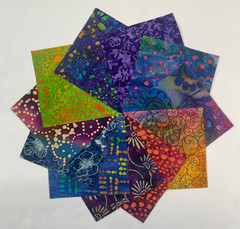 Mixed Batik Prints ~ 42 5″ Squares ~ Charm Pack of Batiks