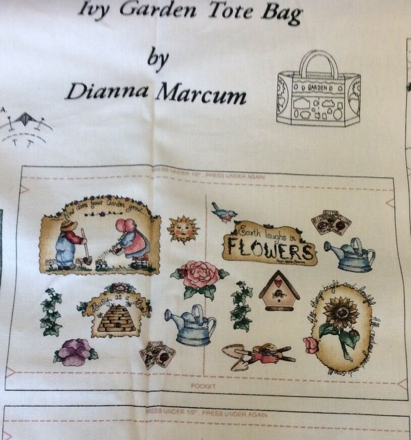 DIANNA MARCUM IVY GARDEN TOTE BAG (CUT PANEL) 15 1/2″H X 13 1/2″W