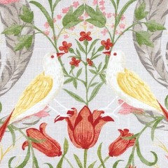 Covington GUINEVERE Bird Floral Pastel Pink MIST Linen Drapery Pillow Fabric BTY
