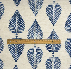 Botanical LEAF Pattern INK BLUE Drapery Pillow Cushion Upholstery Fabric BTY