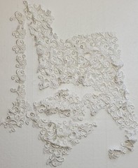 HEAVY EMBROIDERED VENISE GUIPURE BRIDAL WHITE LACE FABRIC REMNANTS