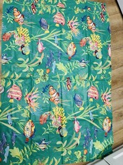 Vtg P Kaufmann Boblyn Austin Tropical Fish Fabric 2 Cut Remnants Ea. 37″x54
