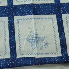 Maywood Summertime Fabric Panel Blue Americana Cottagecore Cheater Blocks 27″x45