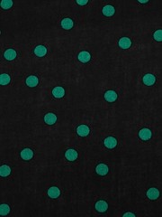 Telio rayon challis fabric – black with scattered green dots – 4.5+ yards long