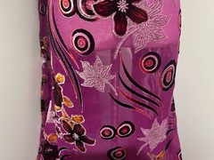Pink Chiffon With Multicolor Metallic Burnout Velvet Fabric 50” Width 1 Yard