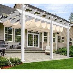Waterproof Retractable Pergola Replacement Shade Cover Wave Sail Awning-Beige