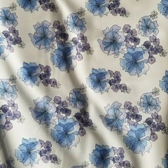 Romantic Blue Floral Cotton Sateen – Also in Pink! Soft! OEKO-TEX Certified!