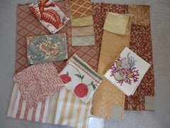 Designer Fabric Samples LOT of 9 Extra Large Pieces Red/Orange/Gold #2XL