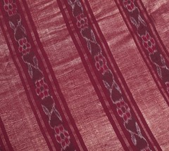 Sushila Vintage Pure Cotton Scrap Saree Hand Woven Ikat Sari 5 YD Remnant Fabric