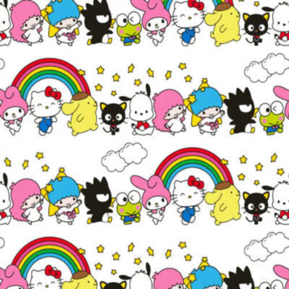 Hello Kitty & Friends Rainbow Cotton Fabric (1 Yard)
