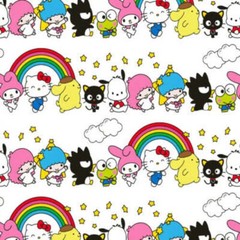 Hello Kitty & Friends Rainbow Cotton Fabric (1 Yard)