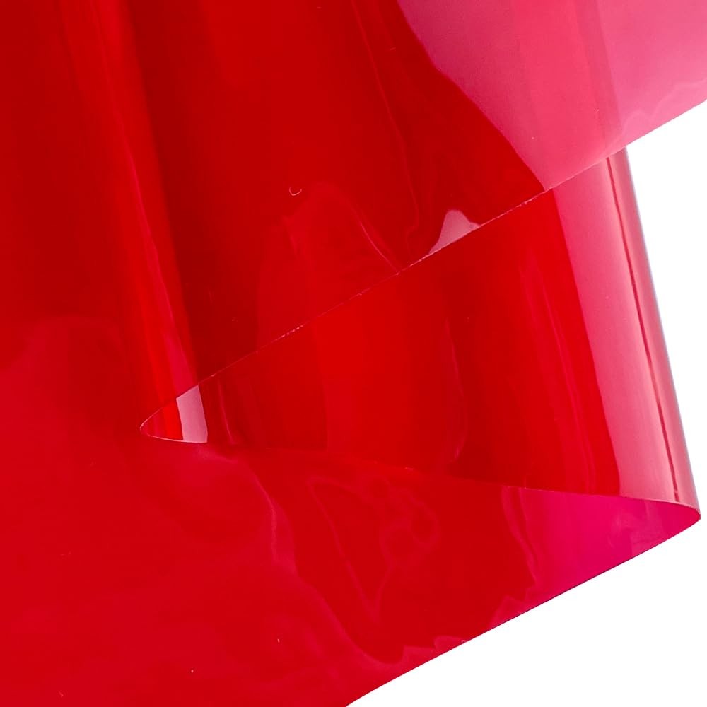16×48 Inch Red 12 Gauge Clear Tinted Plastic Vinyl See Through Fabric Roll
