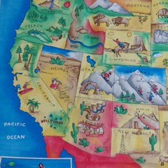Fabric Traditions 1 Yard USA Map Cotton Fabric Panel Multicolor 36in x 45in