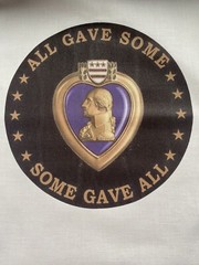 1 United States Purple Heart Quilt Block “ Veteran Military Fabric All Gave Some