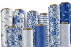 Porcelaina Dark Blue Ripples Cotton Quilt Fabric Sale 5508DB By the half yard