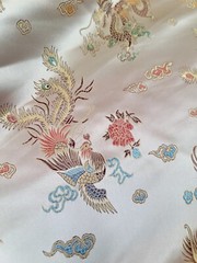 Beige Chinese Dragon Brocade Jacquard Fabric 60″ Wide BTY Multicolor