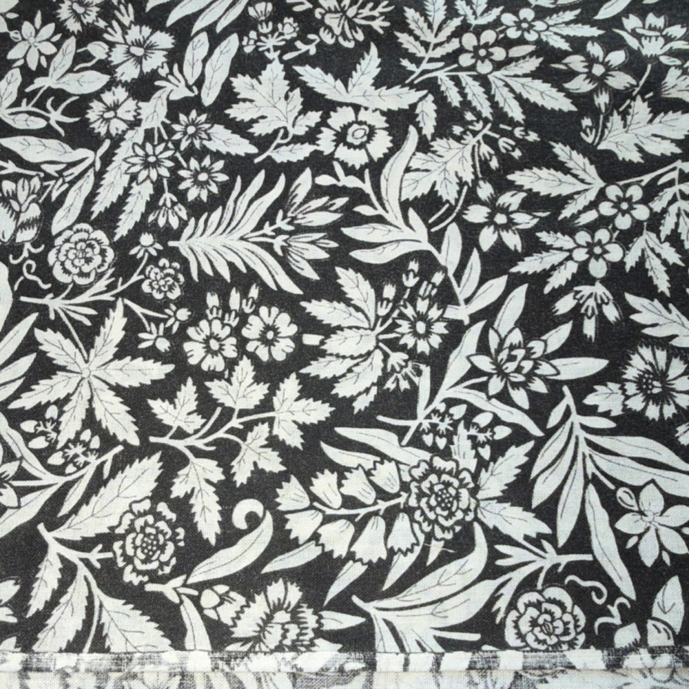 Black White Fabric Floral Flowers Plants 100% Cotton Quilt Linen 2-13 yds x 44”
