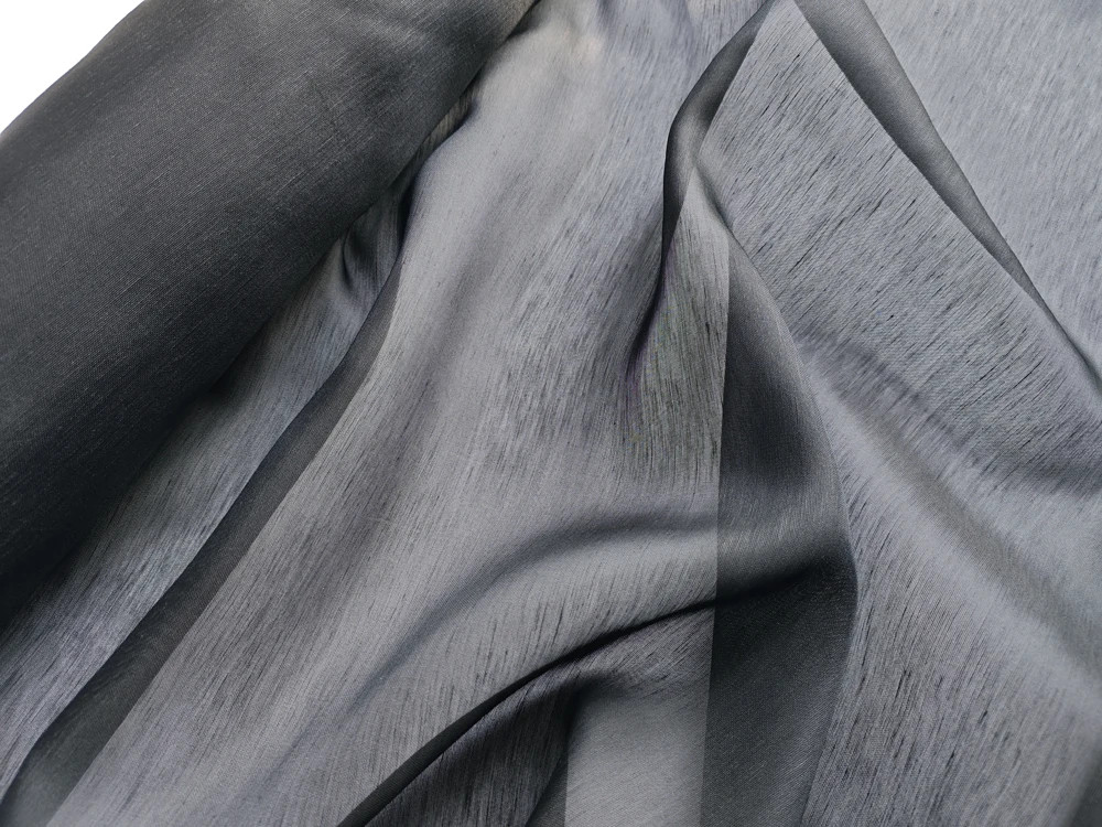 Stiff Shaped Silk Linen Fabric 55”Wide By Yard Natural Silk Flax Material Black