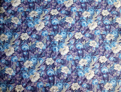 Vintage Peter Pan Cotton Floral Flower Quilting Fabric Purple, Blue 2 Yards