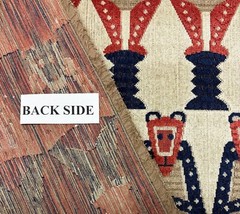 CLARENCE HOUSE SARU BLUE CLAY RED TRIBAL ANIMAL VELVET FABRIC BY THE YARD 50″W