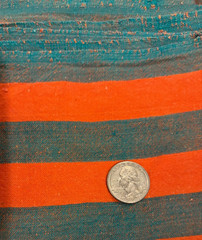 Handloom Striped 4.2 Yards Yarn Dyed Cotton Fabric Green Orange 44″ Khadi Bhavan
