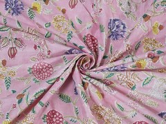 2.5 Yard Indian Pink Multi Floral Printed Cotton Fabric Dressmaking Fabric US