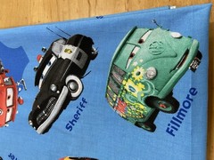 Disney Pixar CARS Movie Cotton Fabric Springs Global Blue Two Pieces 86” Total