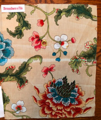 BRUNSCHWIG & FILS New Athos in Teal/Coral 15 1/2 x 18 1/4″ Floral Fabric Sample