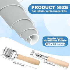 Suede Headliner Fabric with Foam Backing, with Seam 125″ L x 60″ W 3 Grey