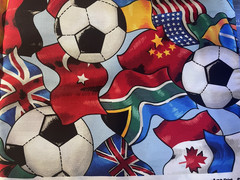 Cranston Printworks Country Flags & Soccer/Footballs Tossed 1- 1/4 Yds 45″ Wide