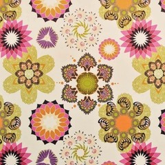 Faux Suede Retro Floral FRUIT PUNCH Pillow Cushion Upholstery Fabric 1.625 Yards