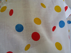 Vintage Kettlecloth Cotton/COTTON BLEND SEMI-SHEER Fabric, POLKA DOT, 2 1/4 YDS