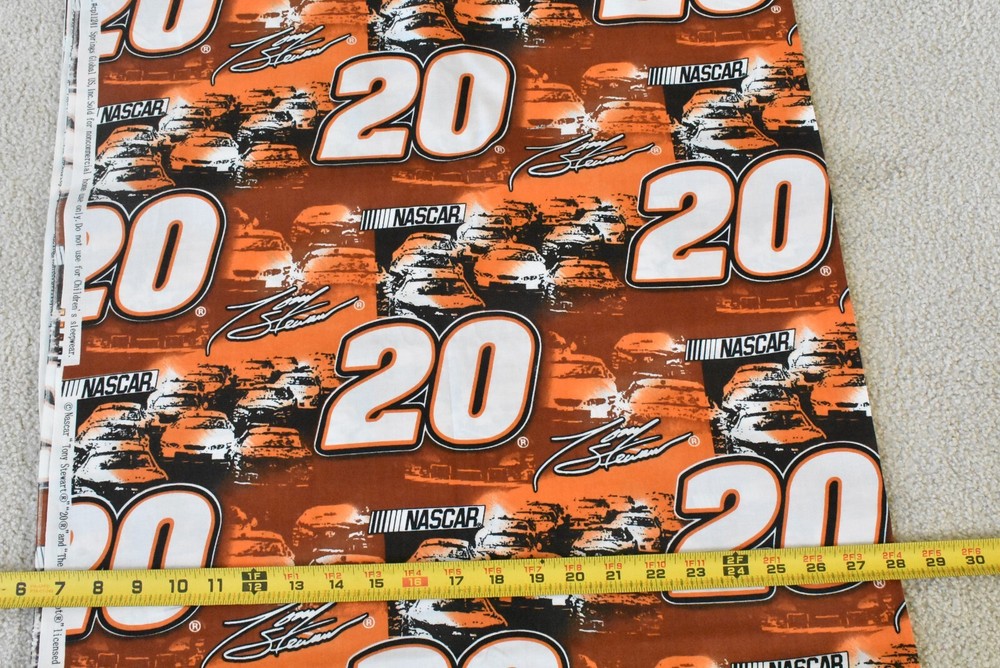 By 1/2 Yd, Rust Orange Black Tony Stewart #20 Nascar Quilt Cotton, Springs,P9468