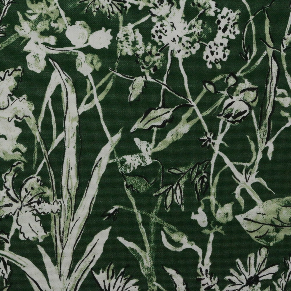 LACEFIELD DESIGNS GARDEN PARTY HUNTER GREEN FLORAL LINEN FABRIC BY THE YARD 54″W