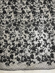 Nina BLACK Polyester 3D Floral Embroidery on Mesh Lace Fabric by the Yard – 100