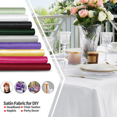 White Satin Fabric 5 Yard, 63″ Wide Shiny Silky Fabric for Dress, Shirts, Table