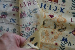 By 1/2 Yd, Vintage, Country School & Garden on Light-Yellow Quilt Cotton, B1211
