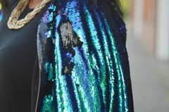 GREEN &BLACK MERMAID Reversible 5mm Sequin Fabric Flip 2 Tone 130cm wide