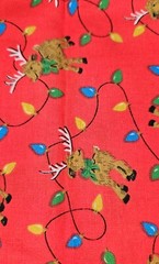 Cranston VIP Scattered Reindeer Christmas Print Cotton Fabric Red 2YDS X 45″