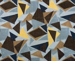 CLARENCE HOUSE MURANO BLUE BROWN GEO MODERN LINEN VELVET FABRIC BY YARD 50″W