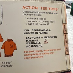 Vintage Tee-Set Ready To Sew Action Tee Tops. Ideal Sportswear/KidsWear Fabric