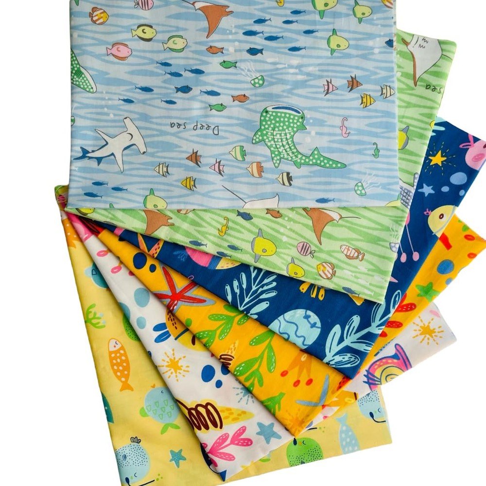 Ocean Fat Quarters Fabric Bundles for Quilting, Cute Mysterious